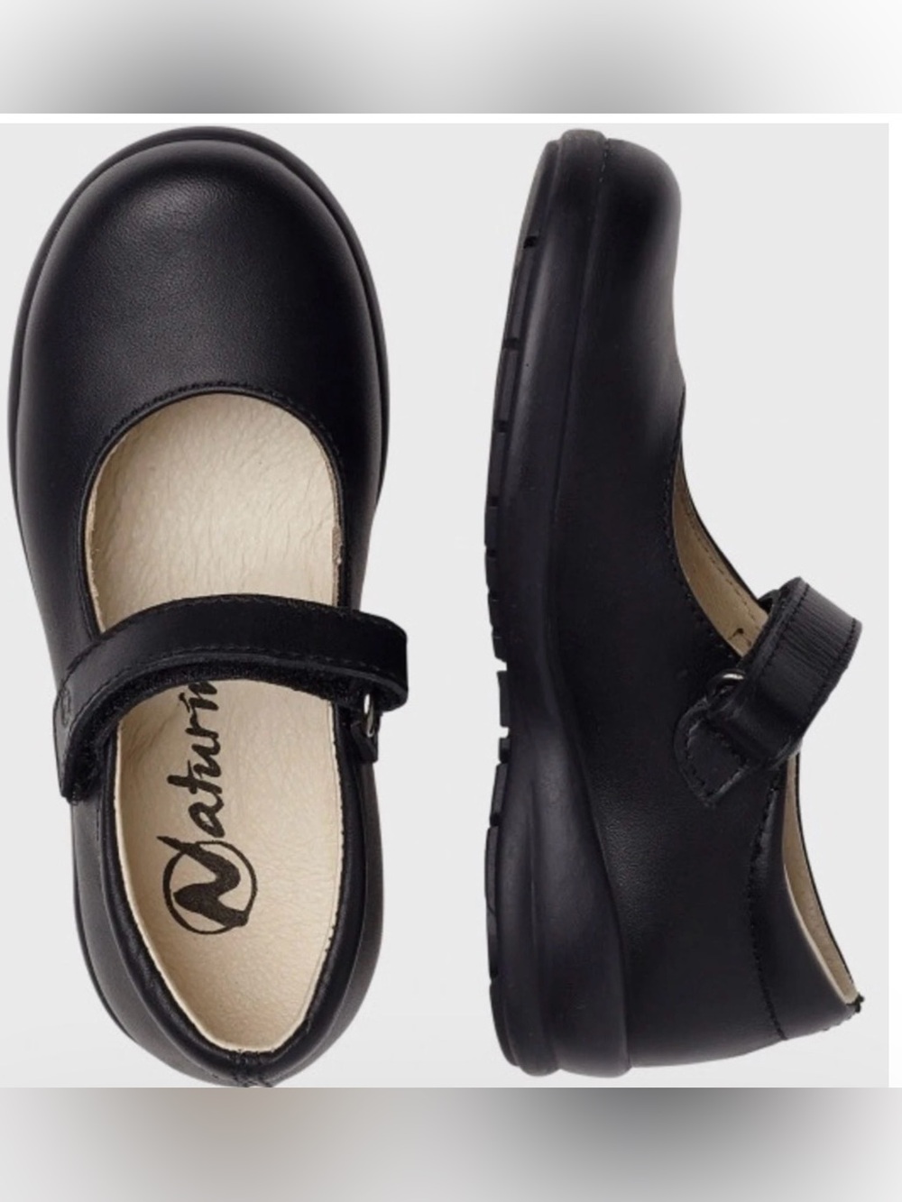 Nautrino Girl's Catania Black
Leather Mary Jane School Shoes Size 36